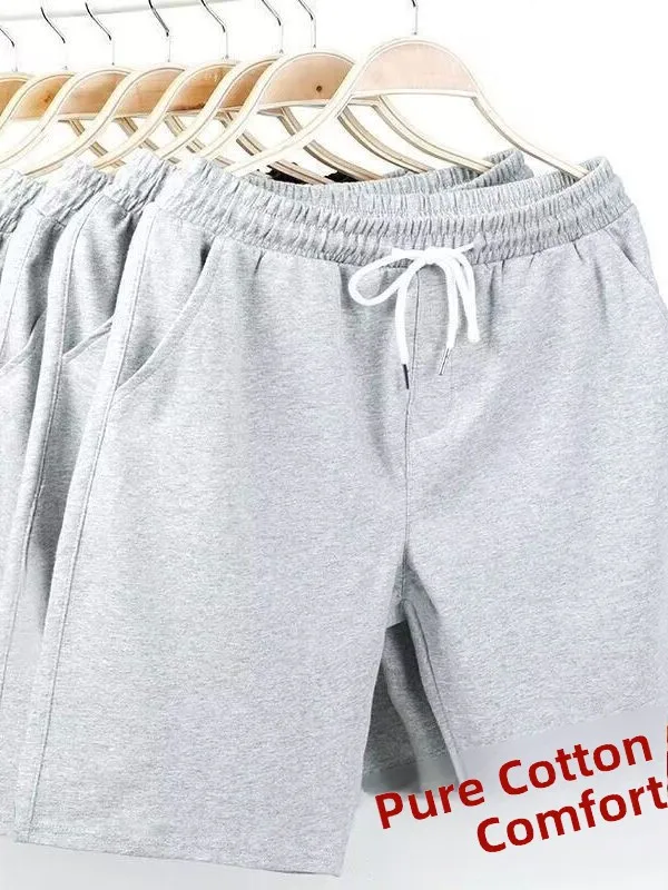 

100% хлопковые повседневные мужские шорты, летние свободные быстросохнущие пляжные брюки, модная мужская одежда, удобный свободный крой