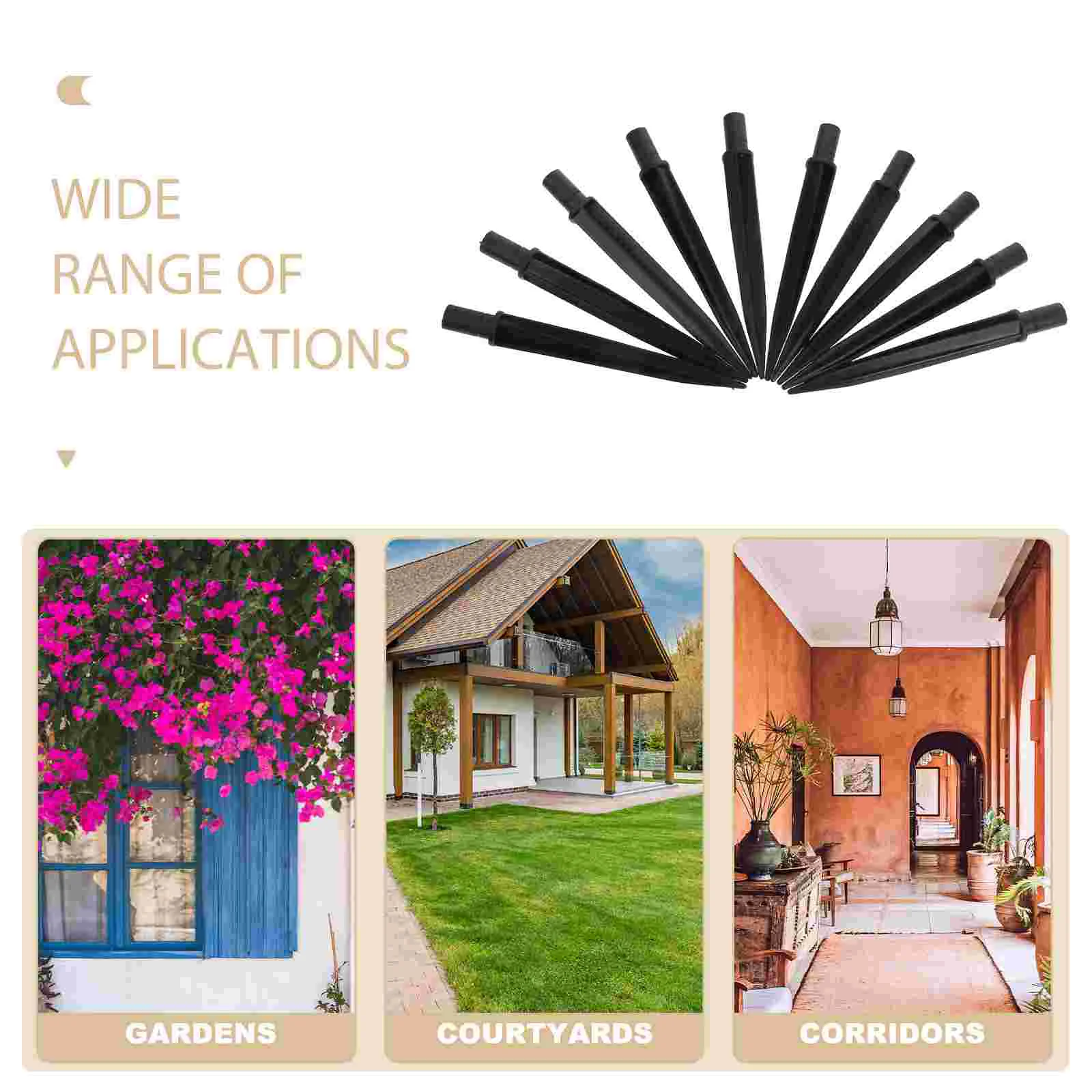 10 ชิ้นด้านนอก Land กลางแจ้งพลังงานแสงอาทิตย์ไฟเปลี่ยน GROUND Stake Dandelion สีดํา SPIKE