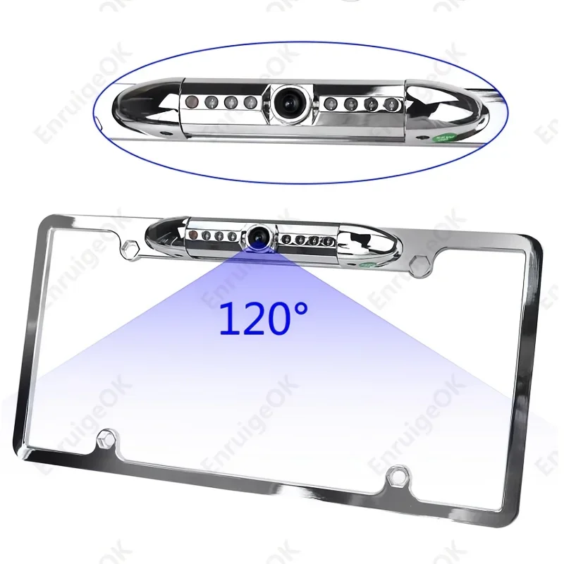 Bileeko License Plate Frame Backup Camera for Car/SUV/Pickup Truck - USA/Canada Silver