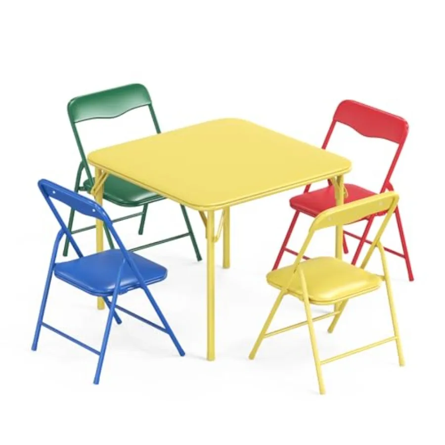 

JOYMOR 5-Piece Folding Table and Chairs Set Metal Frame 's Activity Set with Easy-Fold Design Table and Chairs for Playroom and