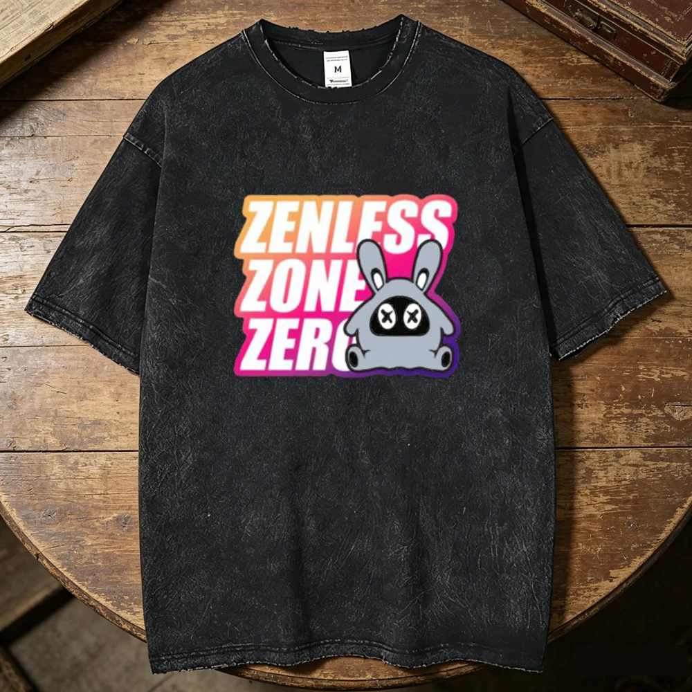 Zenless Zone Zero Vintage Washed cotton teen Psychedelic Retro Y2k Pop Culture University Vintage 2000s aesthetic Trendy Punk
