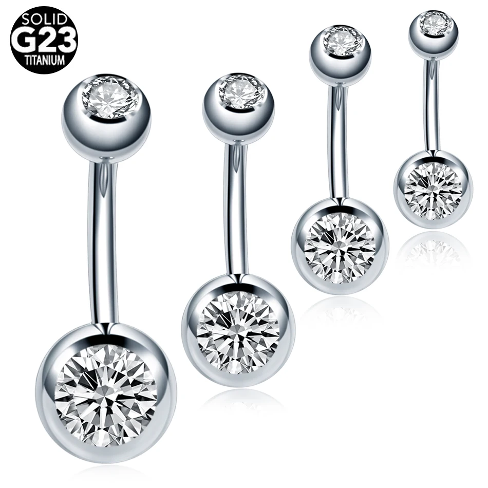 10pcs/lot Titanium Navel Belly Button Ring Oreja Piercing 14G Double Round Cubic Zirconia Belly Piercings Sexy Ombligo Jewelry