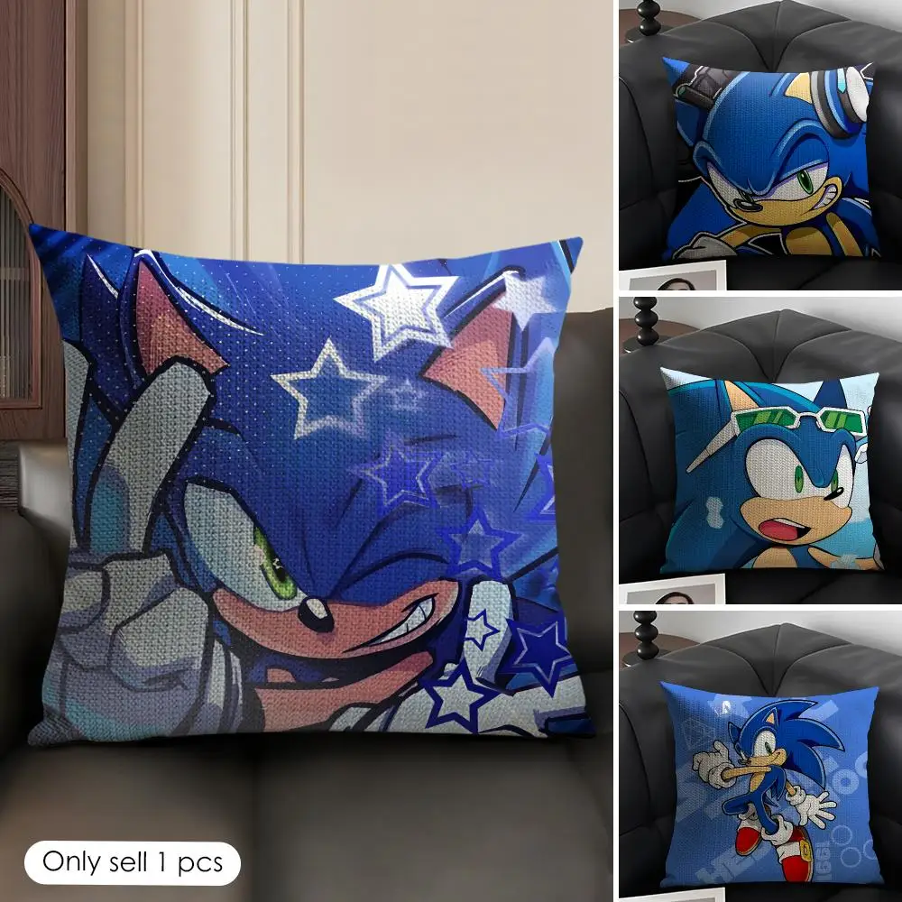 Game S-Sonic The Hedgehog Cushion Cover Organic Linen Square Pillow Case Durable Non-Allergenic And Kind To Skin