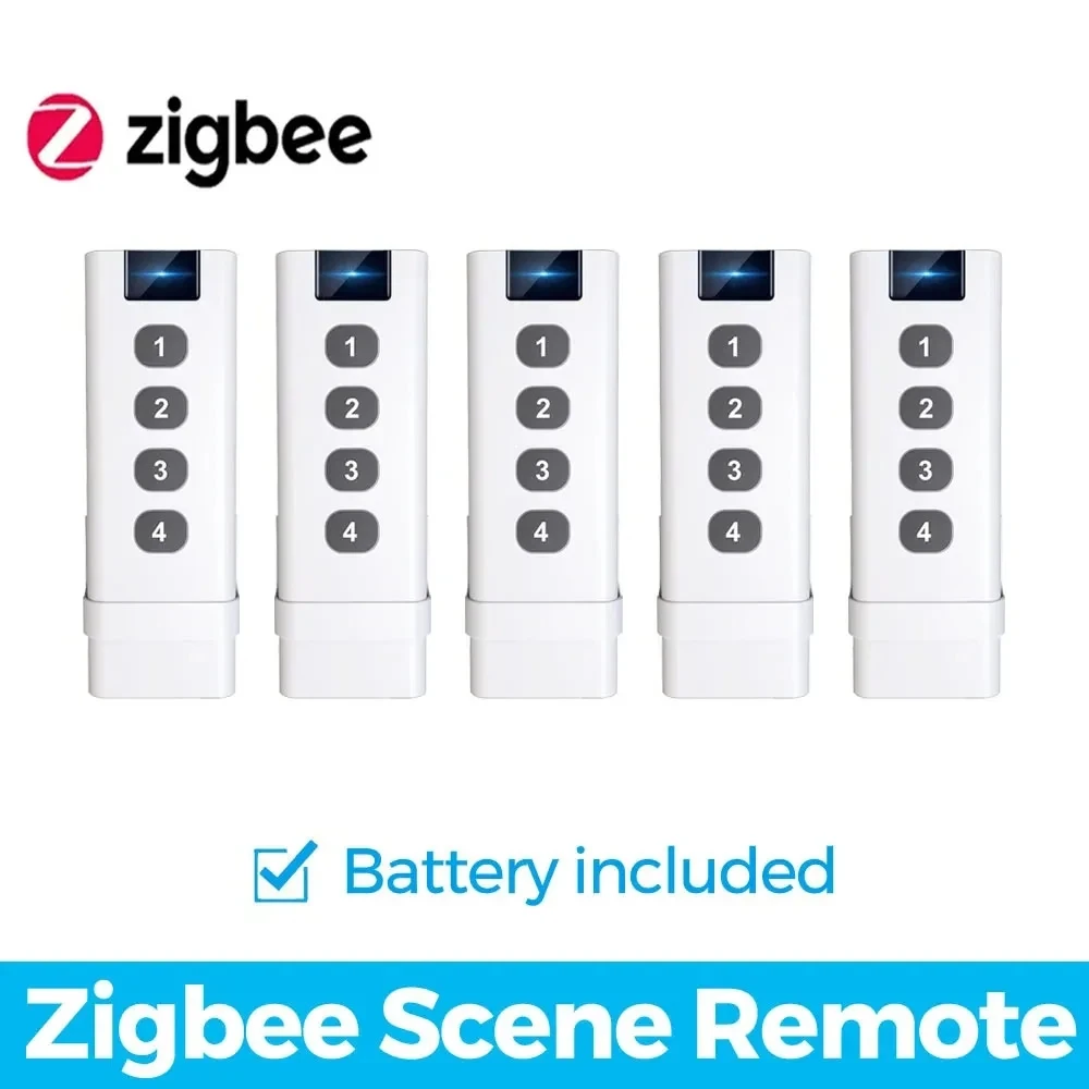 

TUYA ZigBee smart house Wireless Scene Switch 4 Gang Remote Portable Tuya Zigbee Hub Required No limit to Control Devices