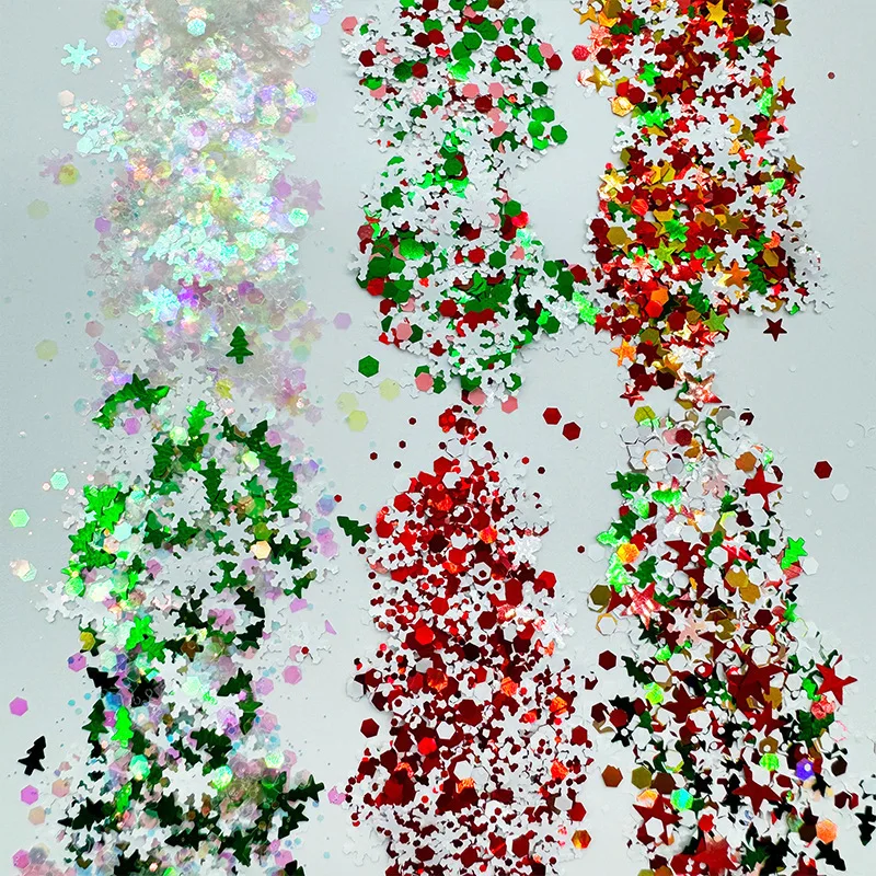 Autocollants de visage de noël, paillettes blanches, autocollants décoratifs pour bijoux d'ongles, autocollant flocon de neige d'hiver