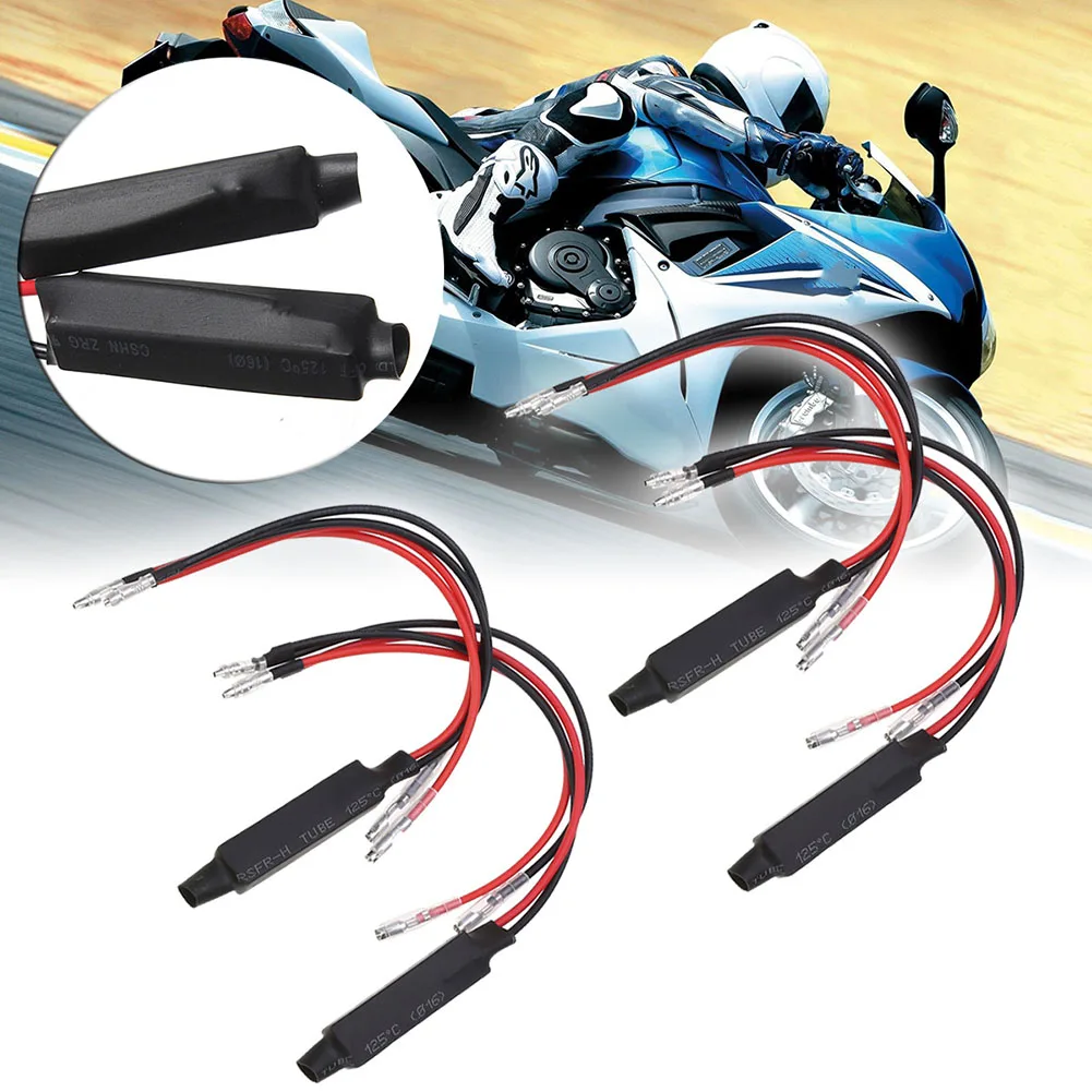 Simple Installation LED Resistors Hyperflash Fix Red black Turn Signal Resistor Hyperflash Solution Complete 4-piece Kit