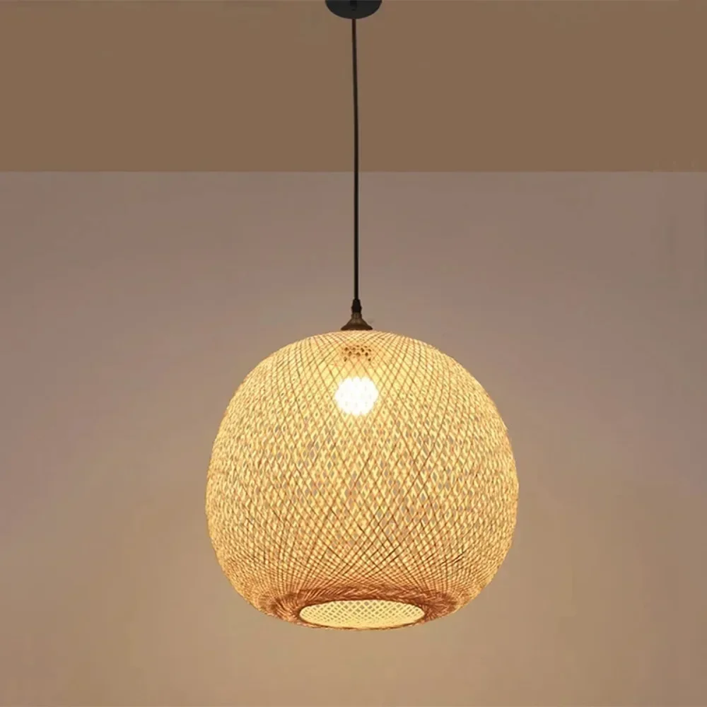 Plafoniera classica in bambù lampada a sospensione a sospensione in Rattan di vimini Lustre intrecciata a mano intrecciata sospesa a casa