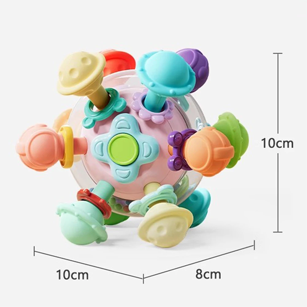 Colorful Soft Baby Teething Ball Reusable Rotatable Rattle Toy For Boys Girls Children Baby