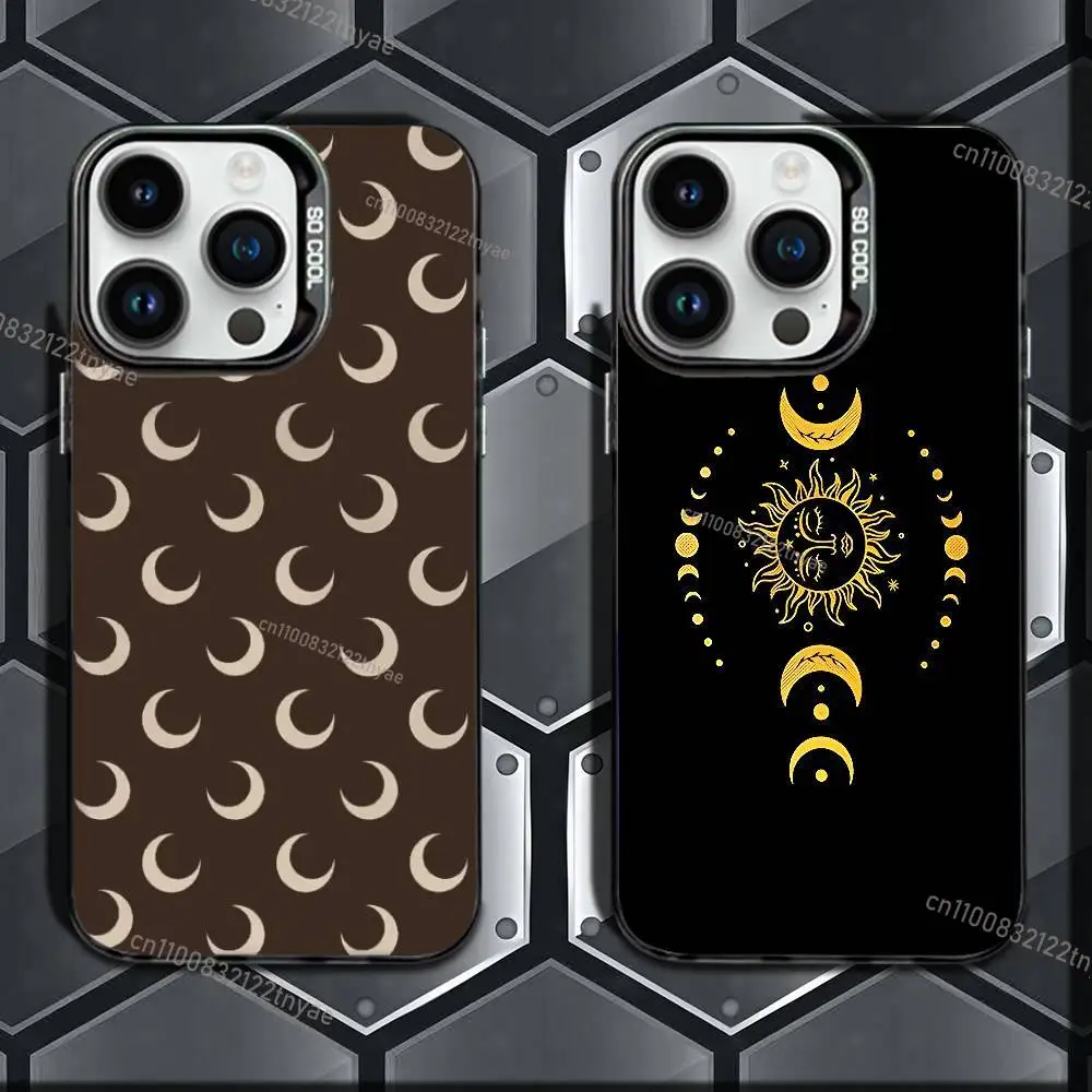 

Vintage Crescent Moon Phone Case For iPhone 17,16,15,14,13,12,11 Pro Max Plus Colorful Gradient Soft TPU Back Cover
