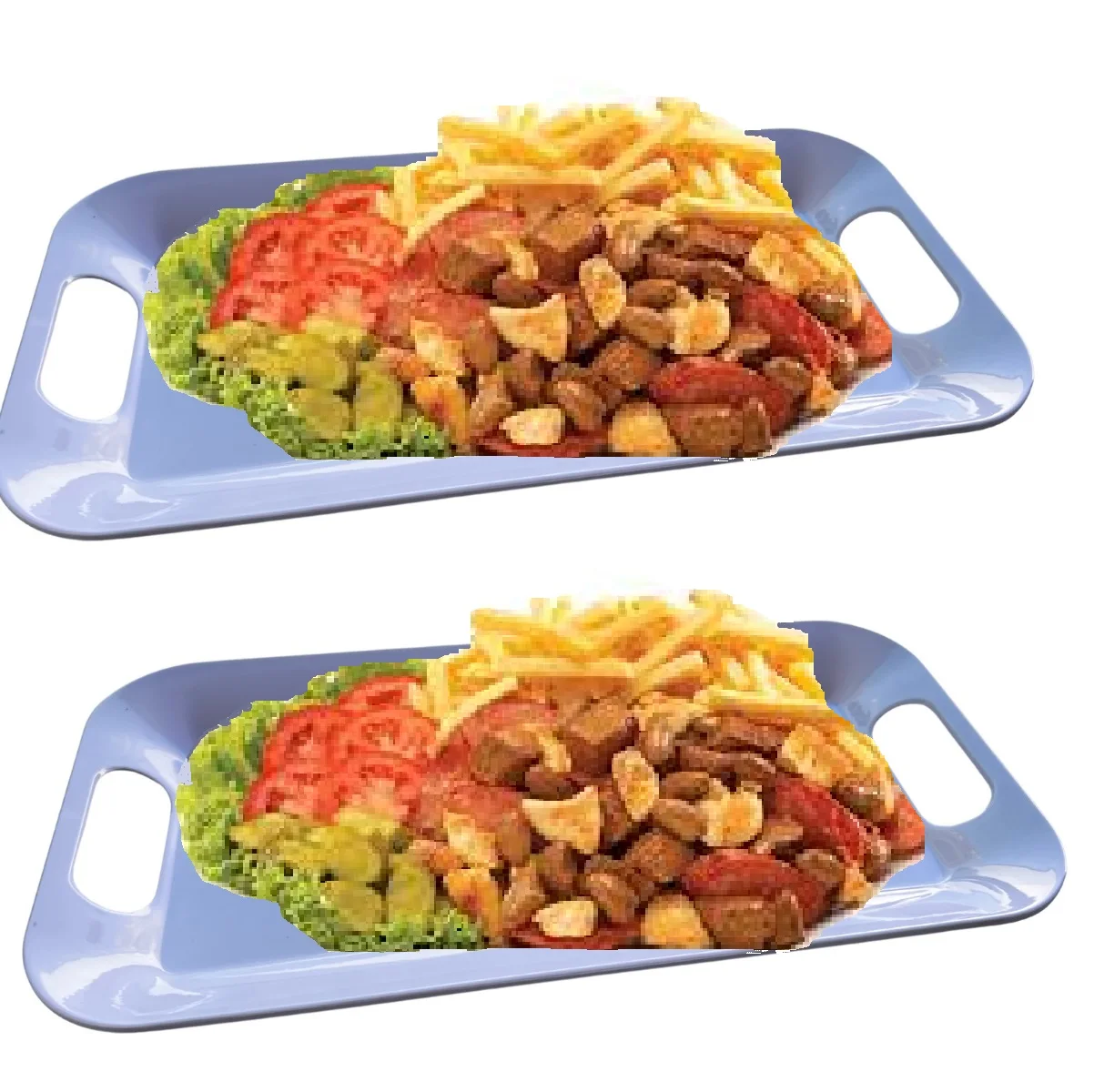 2 Melamine Trays With Handle for Serving Trays 39cm