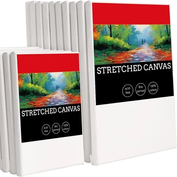 Tablero de arte blanco en blanco, tablero de arte en lienzo para artista, pintura al óleo acrílica, madera + pintura de algodón, suministros de lienzo, varios tamaños, 6 uds.