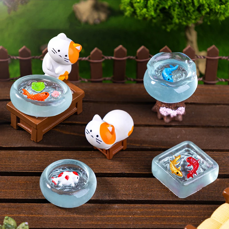 4 ชิ้น/เซ็ต Dollhouse Miniature จําลอง Koi Fish Tank ตุ๊กตา House รอบถังปลาตุ๊กตามินิเฟอร์นิเจอร์ตกแต่ง