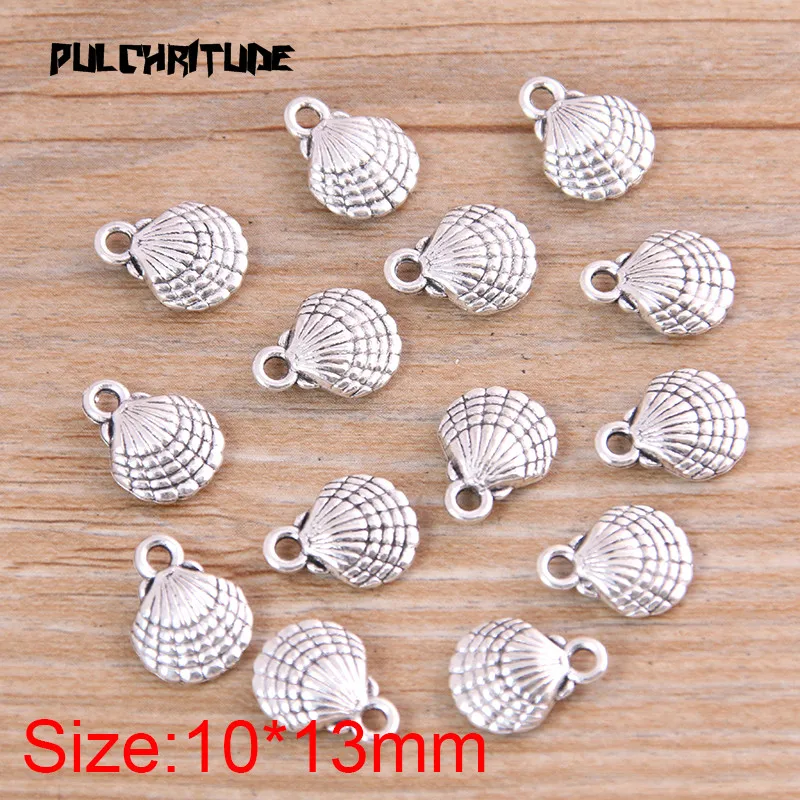 20PCS 10*13mm New Product Two Color Double Sided Shell Charms Pendant Jewelry Metal Alloy Jewelry Marking