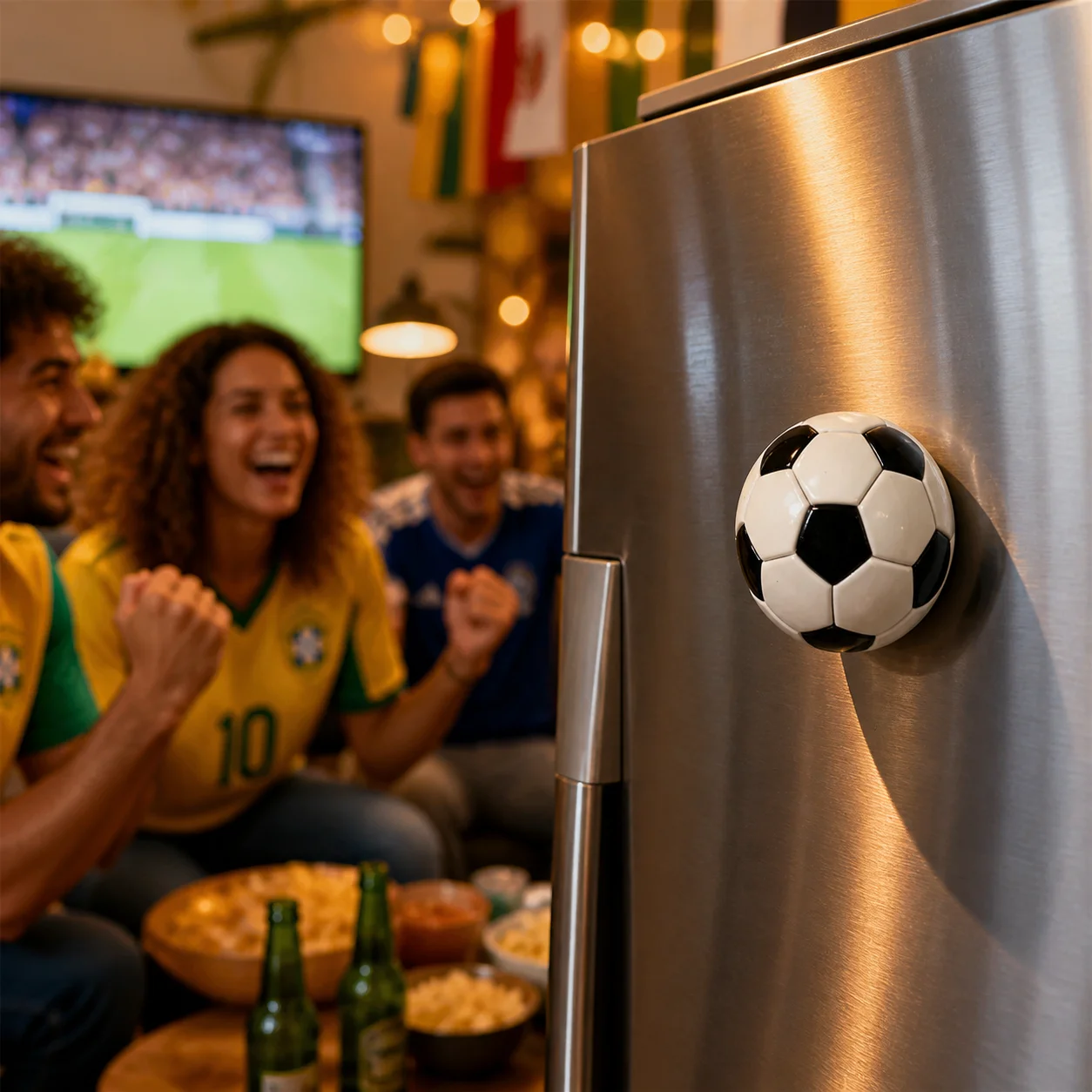 Creative Fridge Magnet 3D Football Souvenir for World Cup Fans Collectible ABS Magnetic Decor Gift Durable Lightweight