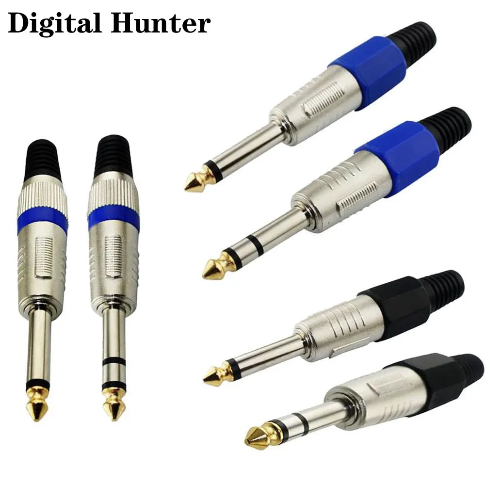 1PC Stereo Mono Jack 6.35mm Male Plug With Gold Plated Head Audio Microphone Wire Connector