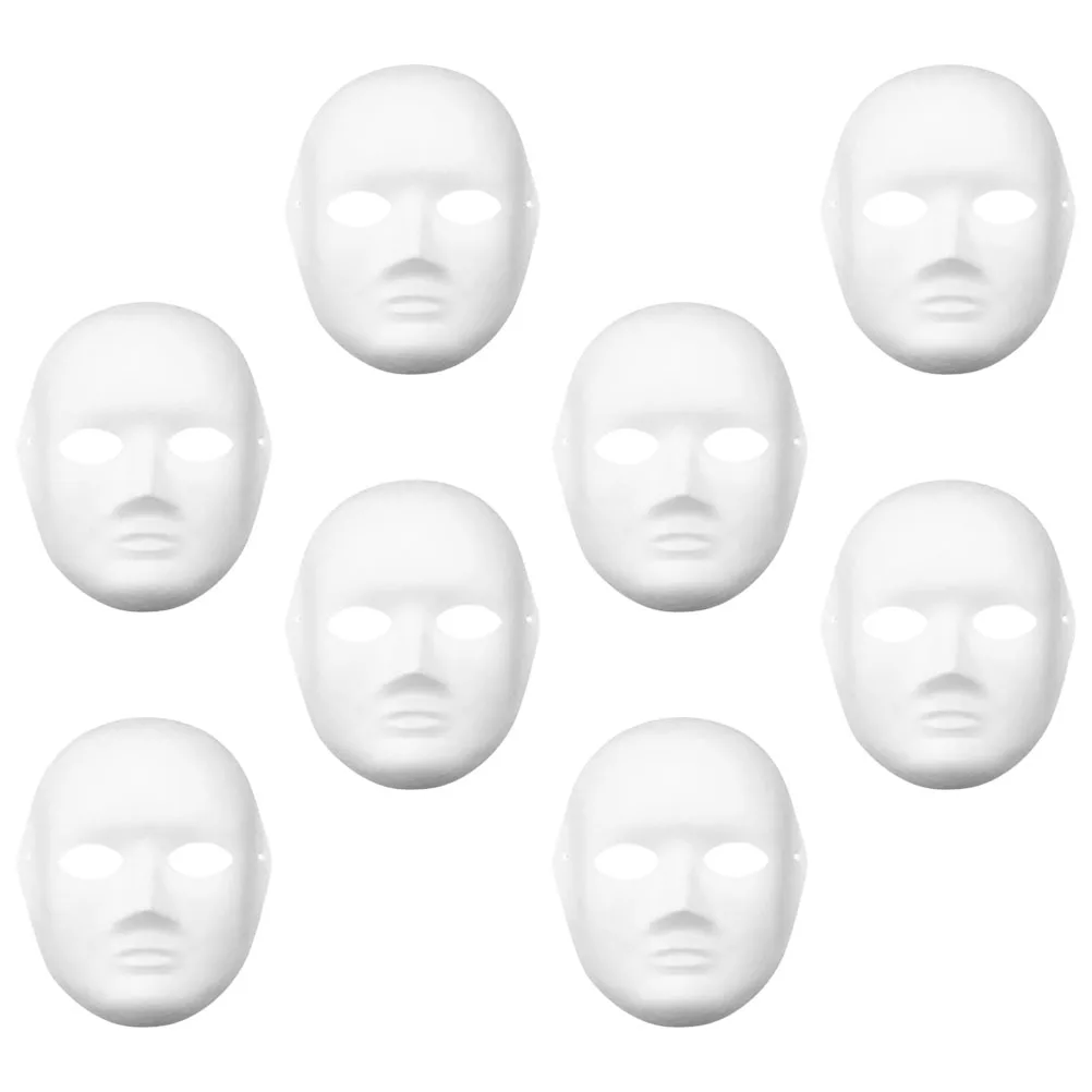 

8 Pcs Peking Masks White Paper DIY Craft Paintable Face Halloween Costume Clown Art School Project