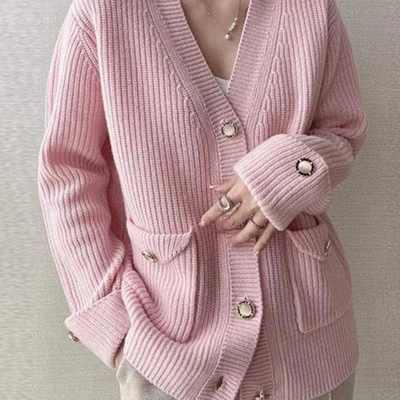 Women\'s Oversized Sweater Cardigan Jacket, Loose Warm Sweaters, Casual Knit Coat, Female Outerwear, Autumn, Winter, 4XL, New