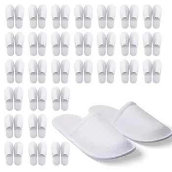 10/20 Pairs of Disposable Closed Slippers Brushed Plush Closed-toe Non Slip Bathroom Slippers  For Families,Hotels, SPA ,Travel
