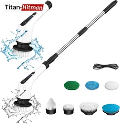 7-In-1 Electric Rotary Brush Detachable Telescopic Electric Mop with 7 Replaceable Brush Heads Kitchen Window Cleaning Scrubber