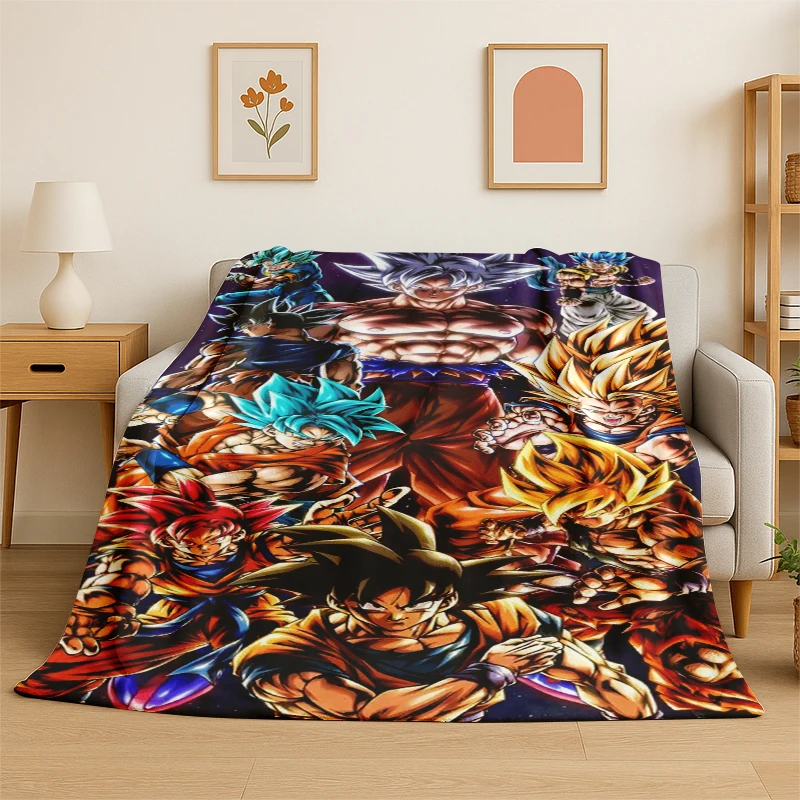 Cartoon D-Dragon Ball Anime-Spiel Flanelldecke Weiche Warme Wurfdecke für Schlafzimmer Wohnzimmer Bett Reisen Camping Picknick Kinder