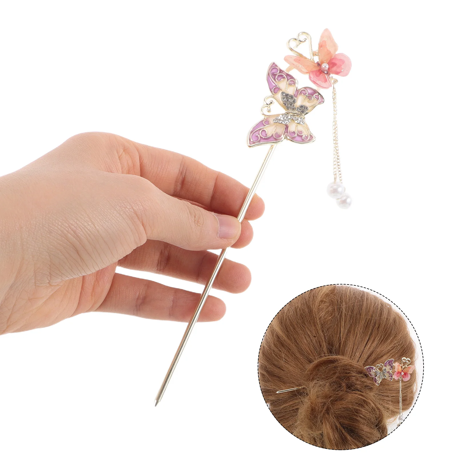 

Chinese Hair Chopsticks Elegant Long Butterfly Flower Tassel Retro Style Traditional Hairpin Hair Accessories Flower Hairpin