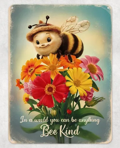 Bee Kind Metal Poster Wall Sign Man Cave Shed Bar Home Plaque --Tin Sign