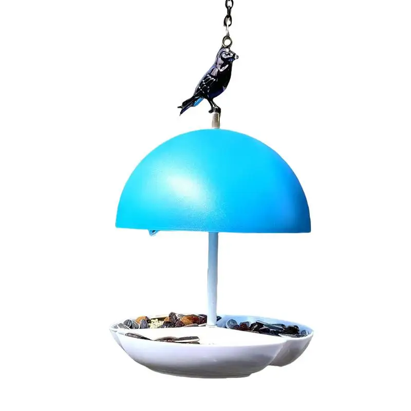 

Поднос для кормления птиц с крышкой, металлический поднос для кормления на открытом воздухе, защищенный от дождя, покрытый поднос, кормушка для птиц с куполообразной крышкой, привлекает голубые животные