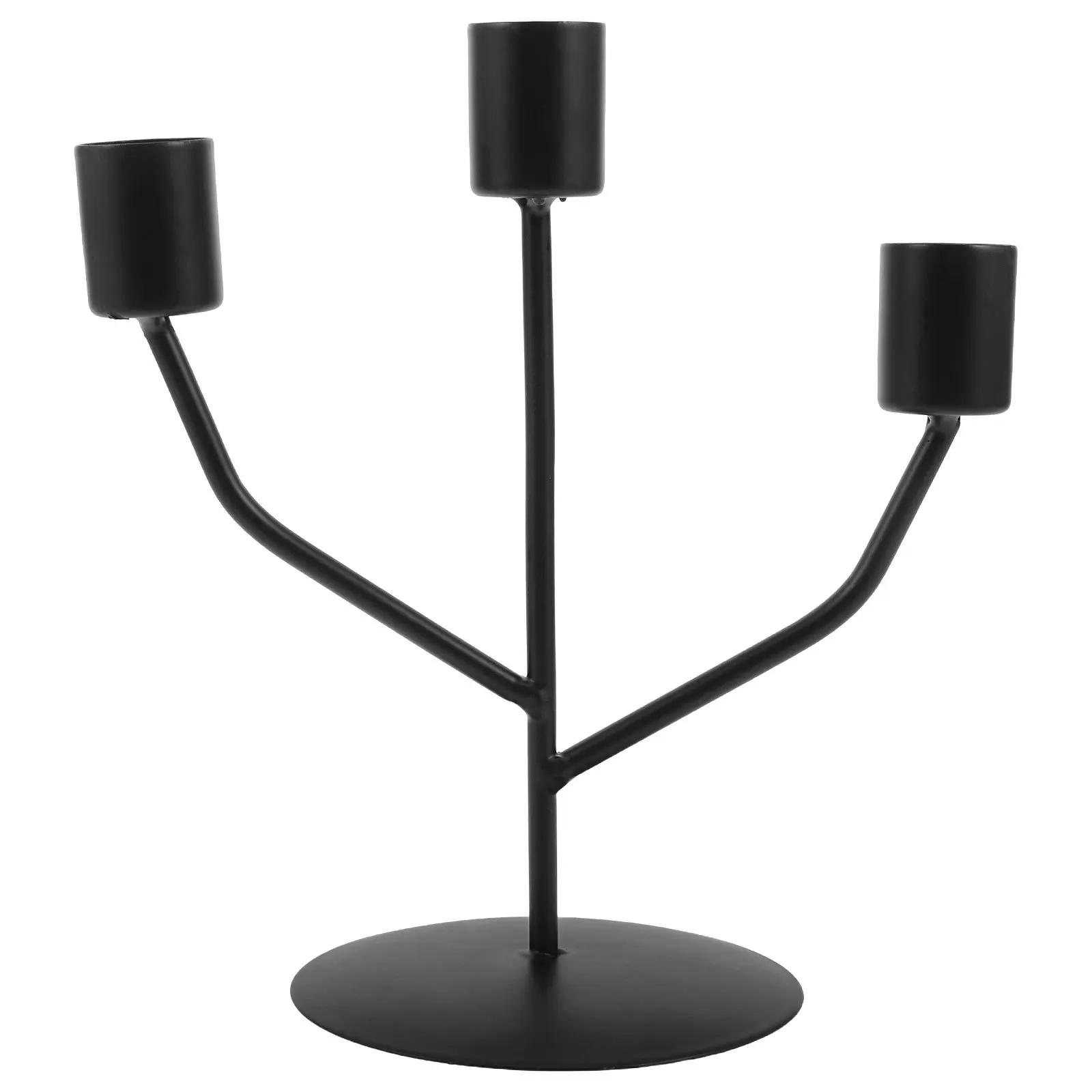 

Triple Holder Candelabra Metal Taper Candlestick Stand Wedding Centerpiece Elegant Minimalist Design Indoor Outdoor Event