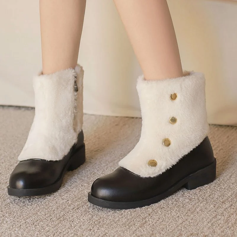 

ORCHA LISA Casual New 2026 Women's Warm Snow Boots Round Toe 3.5cm Thick Heel Fur Lined Big Size 46 48 Daily Leisure Ankle Boots