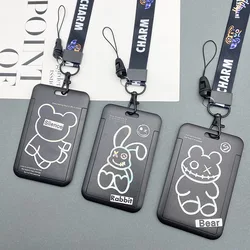 Mode schwarz und weiß Cartoon Karten halter Arbeits karte Bankkarte Student Karte Zugang Karte abs Kunststoff Lanyard Karten abdeckung