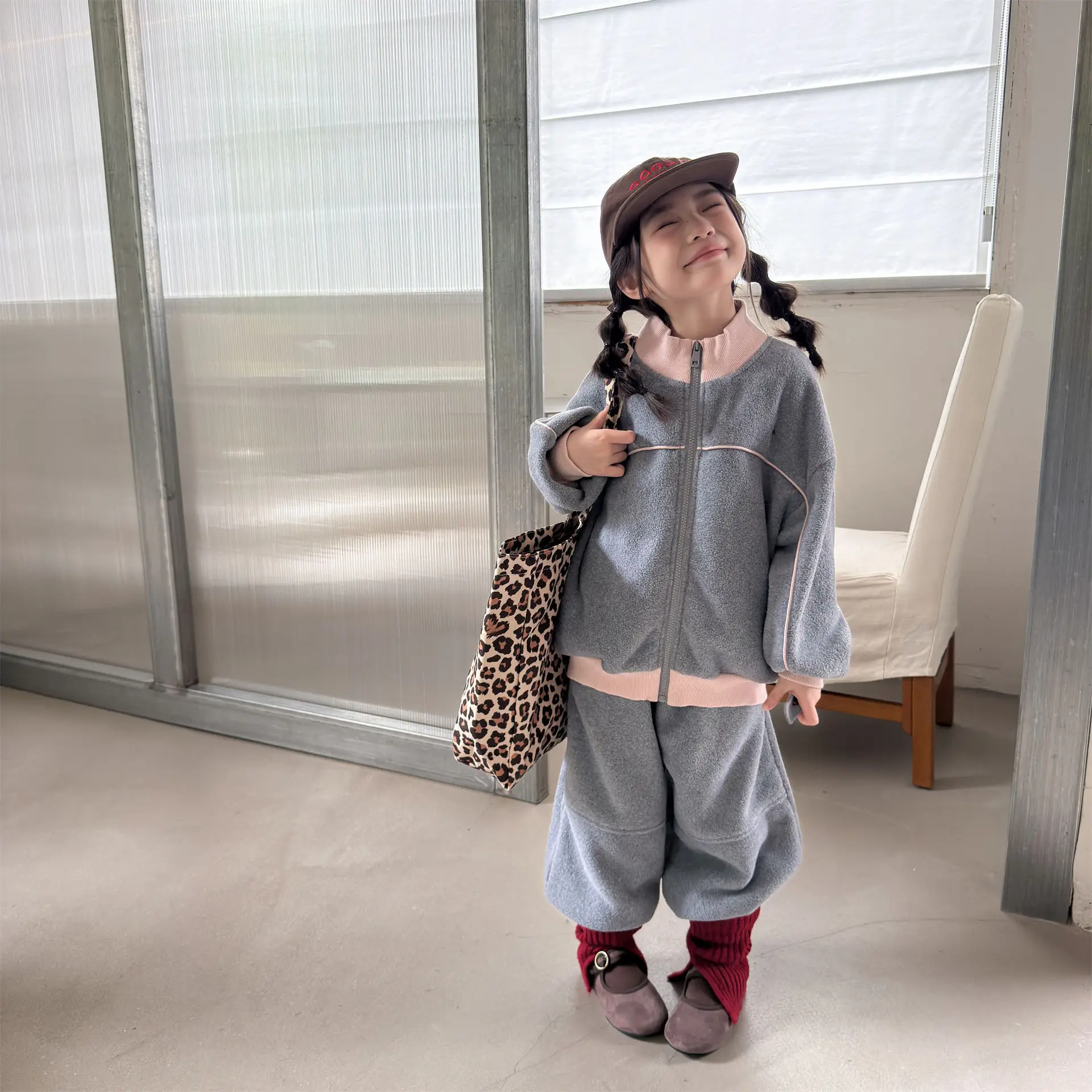 2026 Winter New Children Plus Velvet Thick Sports Set Boys Girls Polar Fleece Zipper Coat + Pants 2pcs Suit Kids Casual Outfits