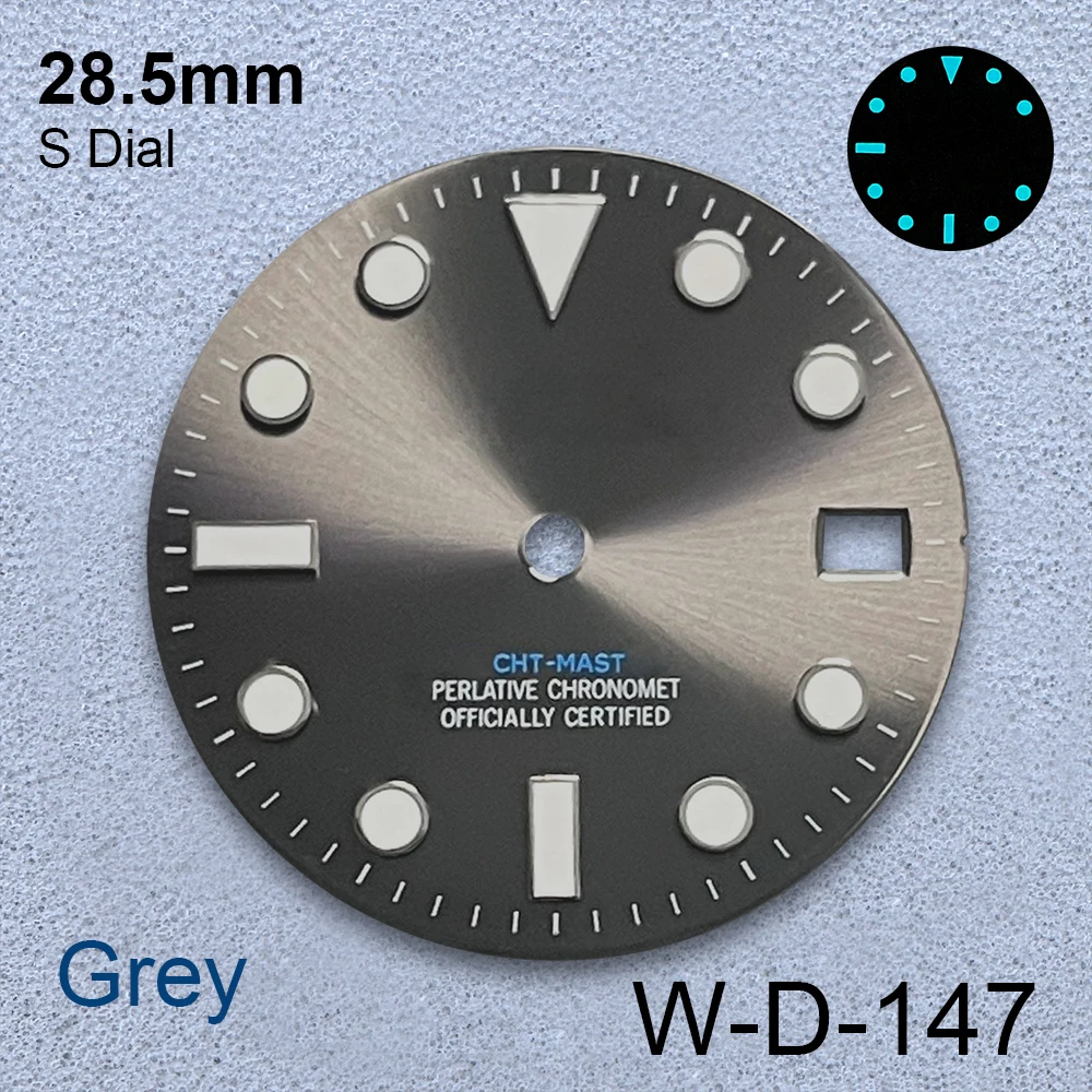 28.5mm Sunburst/Matte Diving S Dial For NH35/NH36/4R/7S Movement Ice Blue Luminous High-Quality Watch Modification Accessories