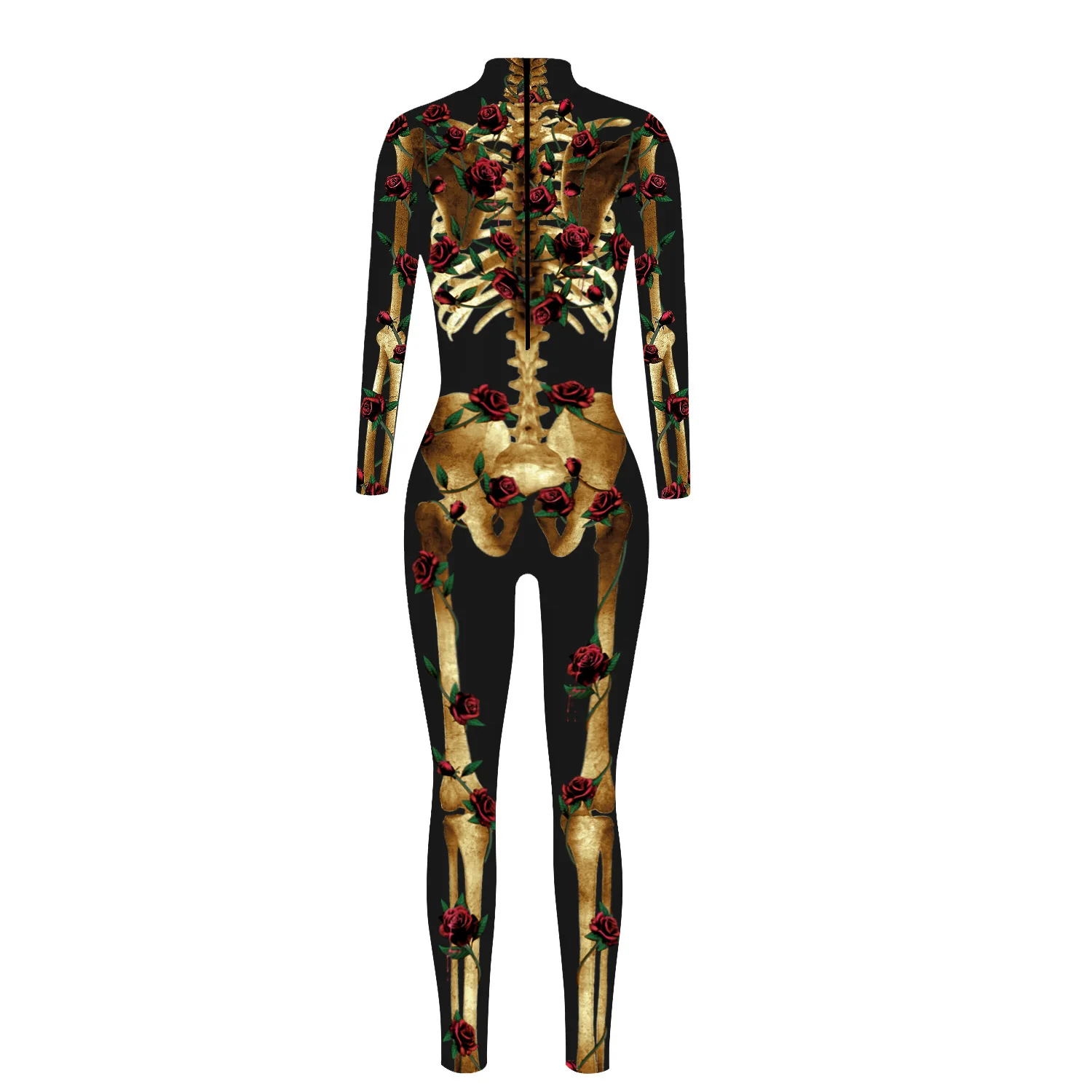 Festtags-Karnevalskostüm Skelett-Bedruckte Bodysuits für Frauen Bunte Halloween-Cosplay-Jumpsuits Zentai-Catsuit – Detail 29