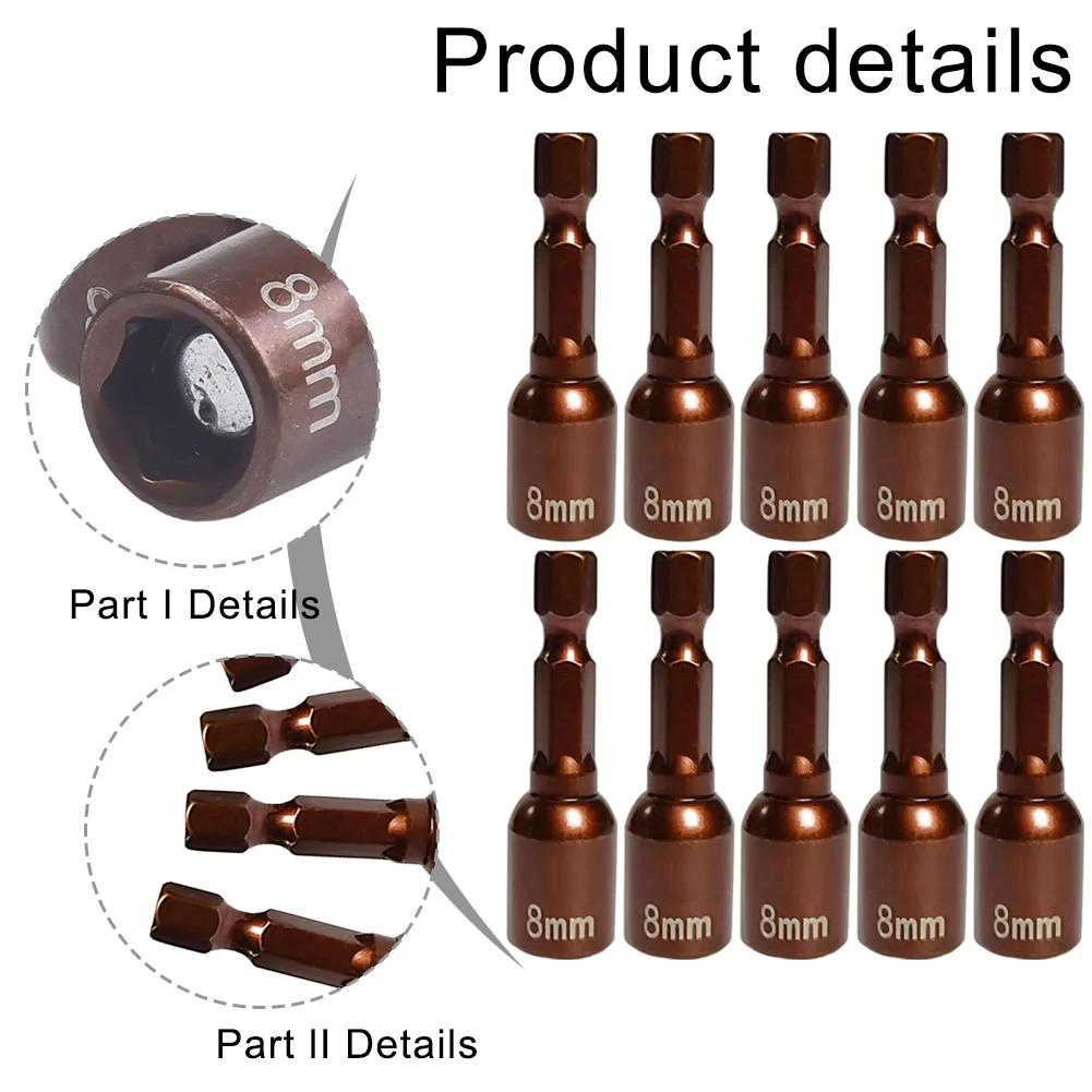10 قطعة مفتاح بانة مجموعة 8*45 مللي متر المغناطيسي عرافة عرقوب مفتاح بانة تمديد قضيب المقبس رأس المفك أداة محول