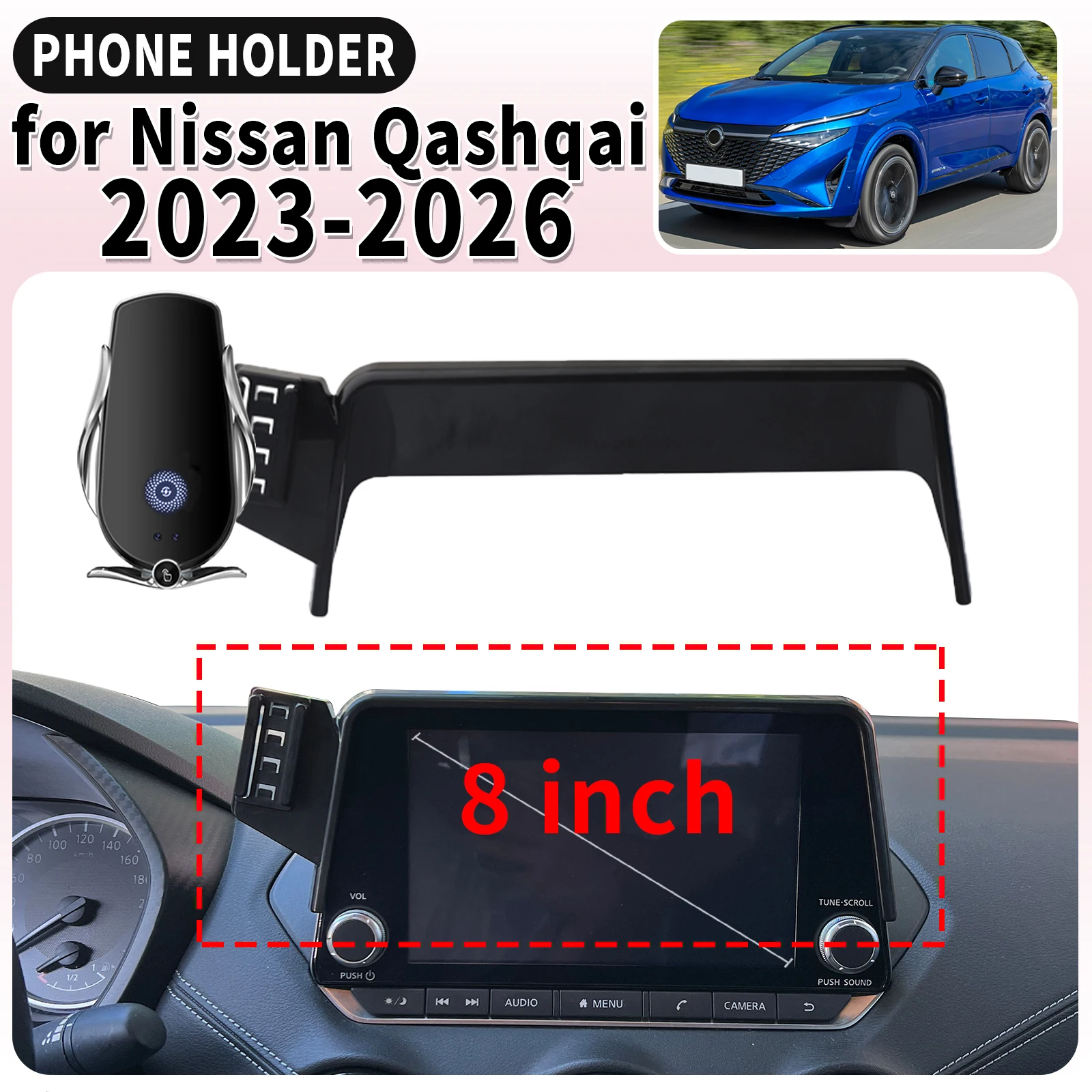

fit for Nissan Qashqai 2023-2026 8inch Screen Base Mount Phone Holder Dedicated Clip-On Navigation Bracket Car​​ accessoires