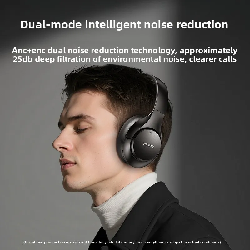 Słuchawki komputerowe Yesido EP09, słuchawki gamingowe nauszne, redukcja szumów ENC, słuchawki Bluetooth z ANC, bezprzewodowe