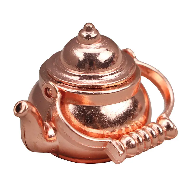 

3picecs 1:12 Scale Dollhouse Miniature Food Toy Vintage Copper Kettle Model Openable Lid Decor Accessories 2025