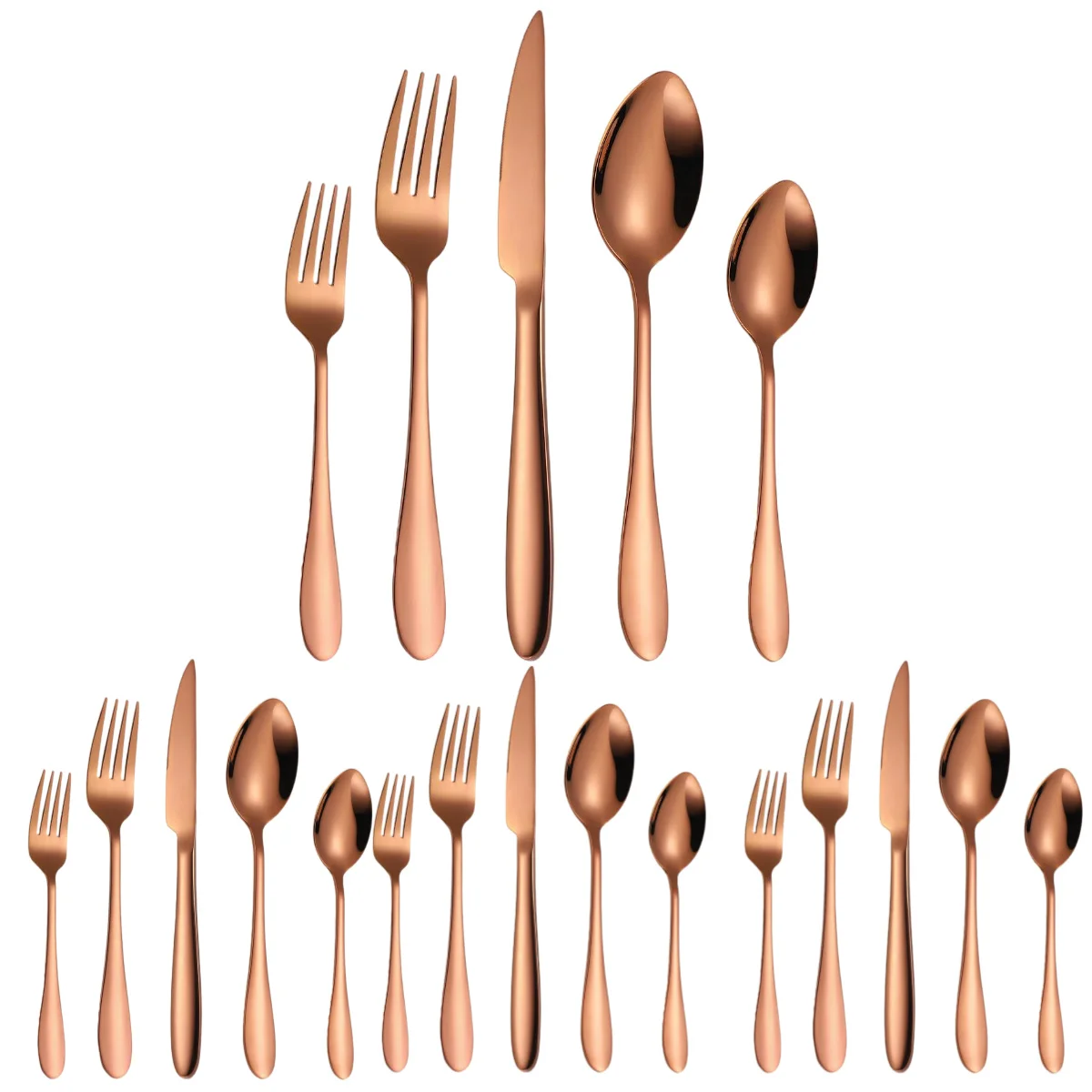 

A · HOUSEWARE Rose Gold Heavy Silverware Set for 4 Stainless Steel Utensil Tableware 20 piece Cutlery Flatware for Home Parties