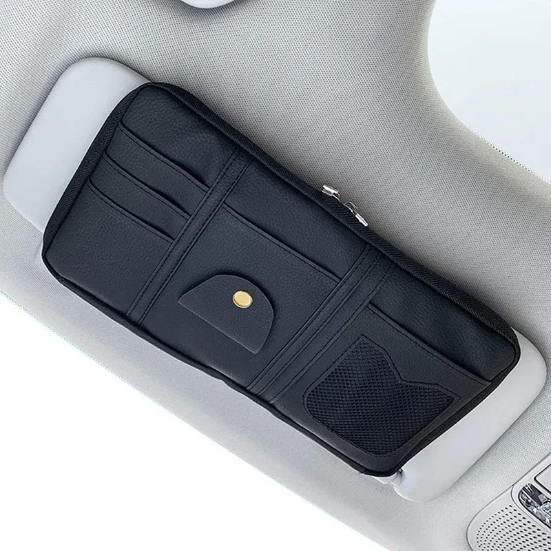 

New Car Sun Visor Organizer Storage Holder Car Styling Visor Clip Sunglasses Holder Card Ticket Storage Bag Pouch Car Organizer