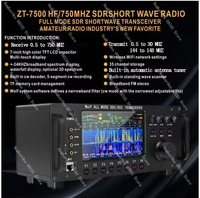 ZT7500 SDR Short Wave Transceiver Wolf HF LF VHF UHF DDC DUC All Mode CB Radio 100W 0-750MHZ Receive Touch Screen