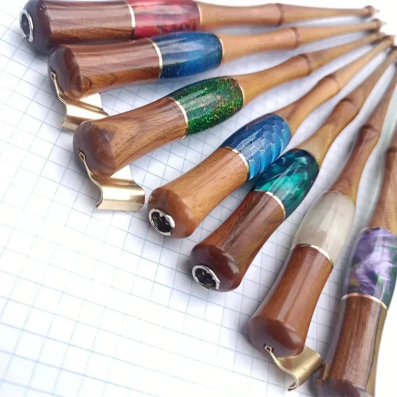 

Новый, отполированный вручную держатель для перьевой ручки из цельного дерева, с прямой и наклонной ручкой, для круглого шрифта Flower ES