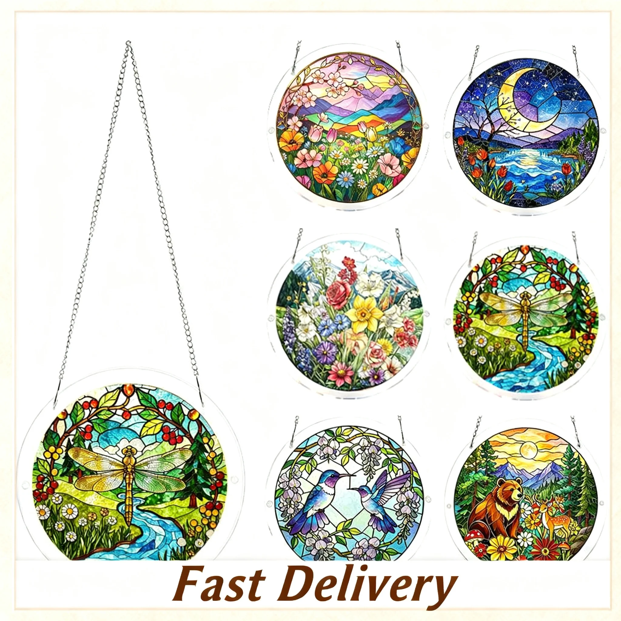 18/20cm Acrylic Puzzle Suncatcher Window Hanging Garden Decor Sun Catcher Birthday Gift for Women Mom Home Ornament Gift