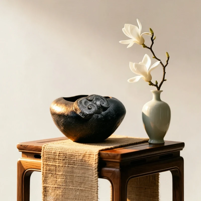 Schwarzer Goldener Steintopf Handgefertigtes Natürliches Basalt-Steinbecken Zen Heim-Garten-Dekor Geschenk für Teeliebhaber Teeraum Tee-Waschbecken 600ml – Detail 10