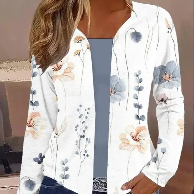 

Autumn Winter Long Sve T-irt Jaet Single Piece Women's Faion Printed Outerwear Thin PU Material Regular Sve