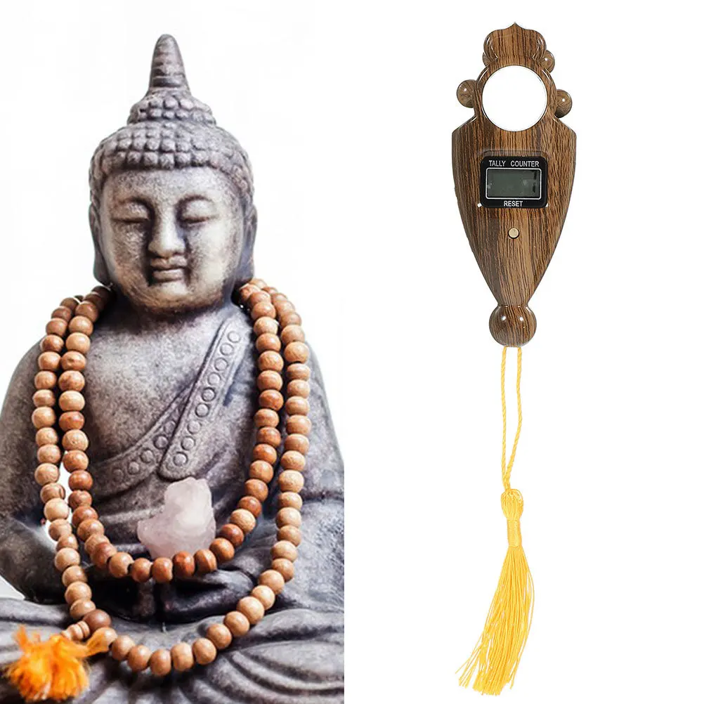 

2Pcs Buddha Bead Counter Large Screen Wood Grain Digital Counting Device Portable Reliable Buddhist Chanting
