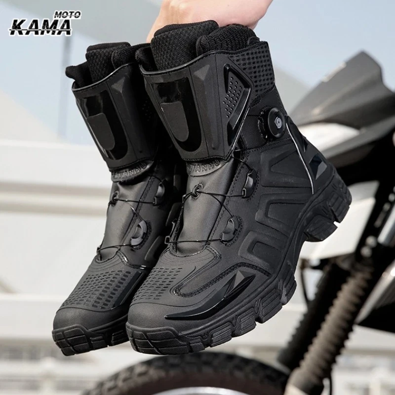 Men's Motorcycle Boots Outdoor Waterproof TPU Protective Moto Shoes Anti-slip Biker Motocross Riding Boot Botas De Motocicleta