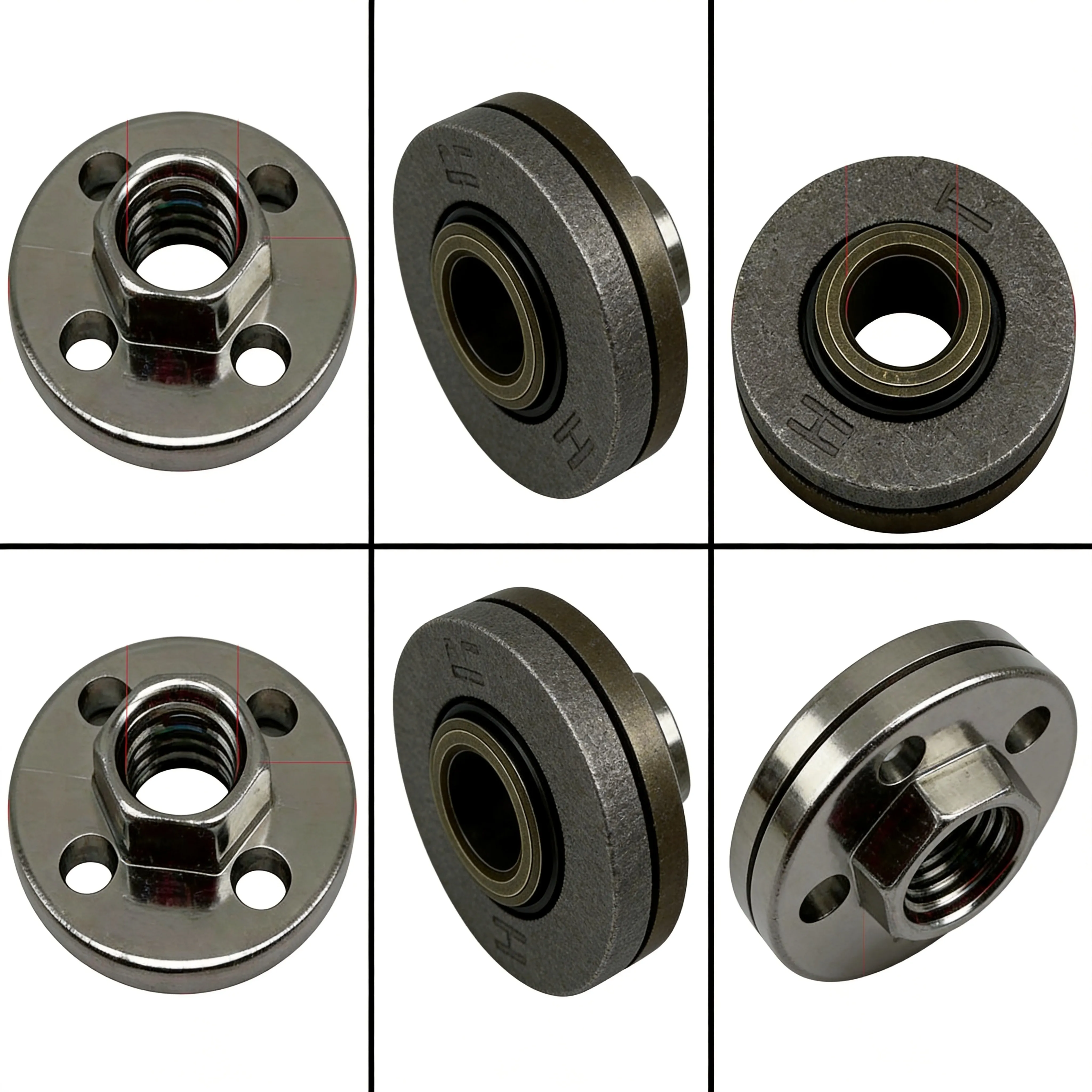 Metal Pressure Plate For 100-Type Angle Grinder, Upper & Lower 4-Hole Flange Set, 30x30mm Black Silver Accessories (2 Pack)