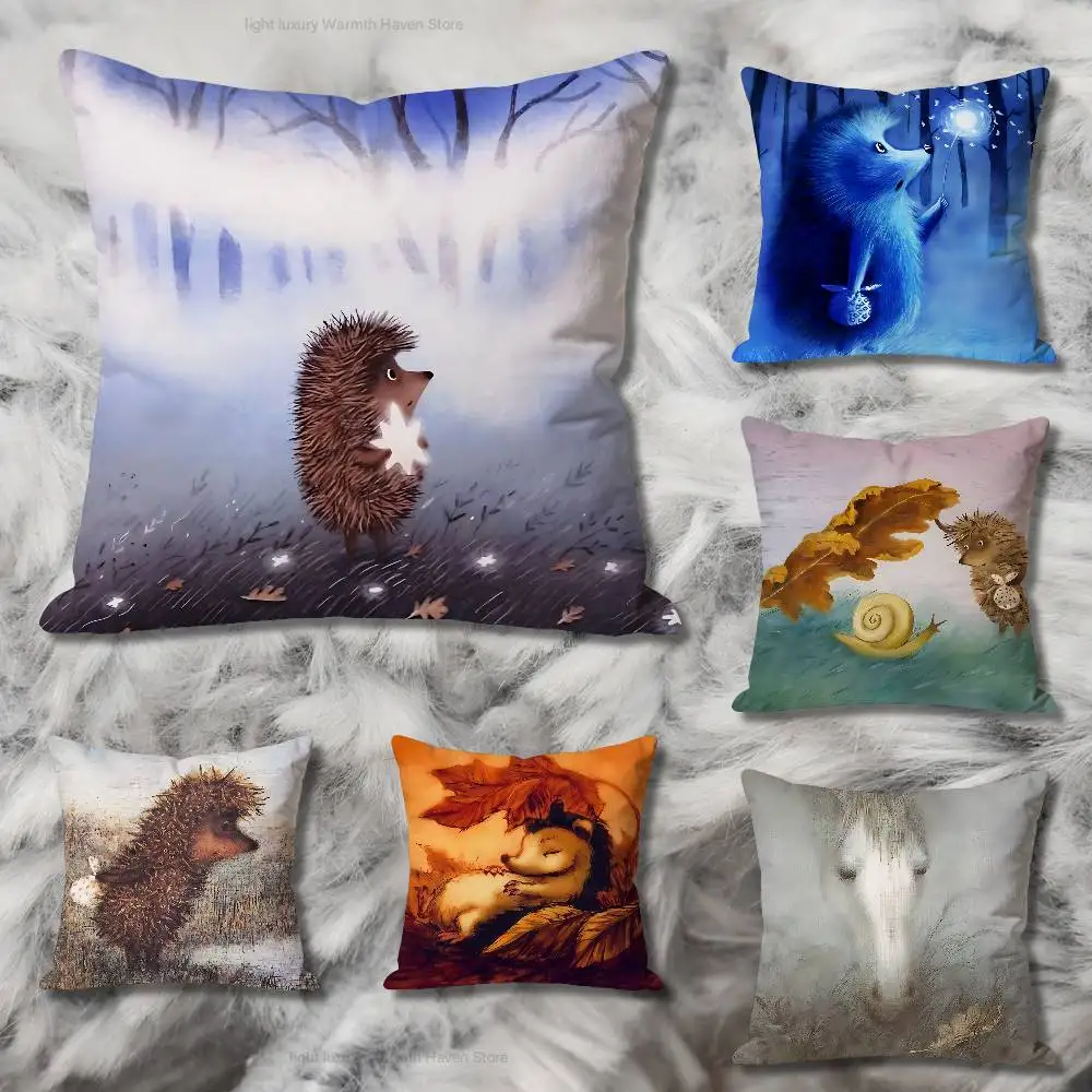 

Hedgehog in the Fog Anime Celebrity Merchandise All-Match Printed Pillow Case Sofa Car Office Room Decoration Protector