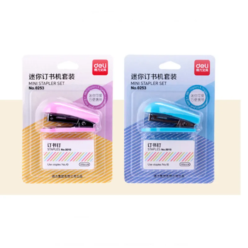 Color stapler solid office material Mini cute, student small stapler Mini stapler set with 10 staples