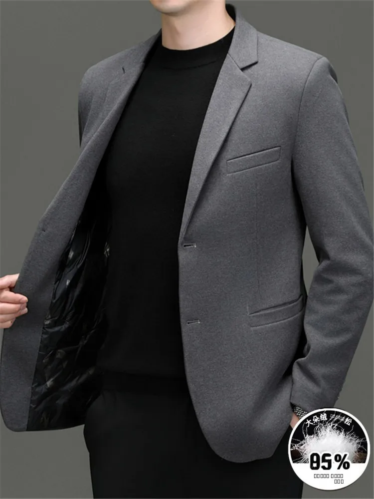 

Мужская легкая теплая зимняя куртка-пуховик с отложным воротником, приталенного кроя, средней длины, модная, для повседневной носки